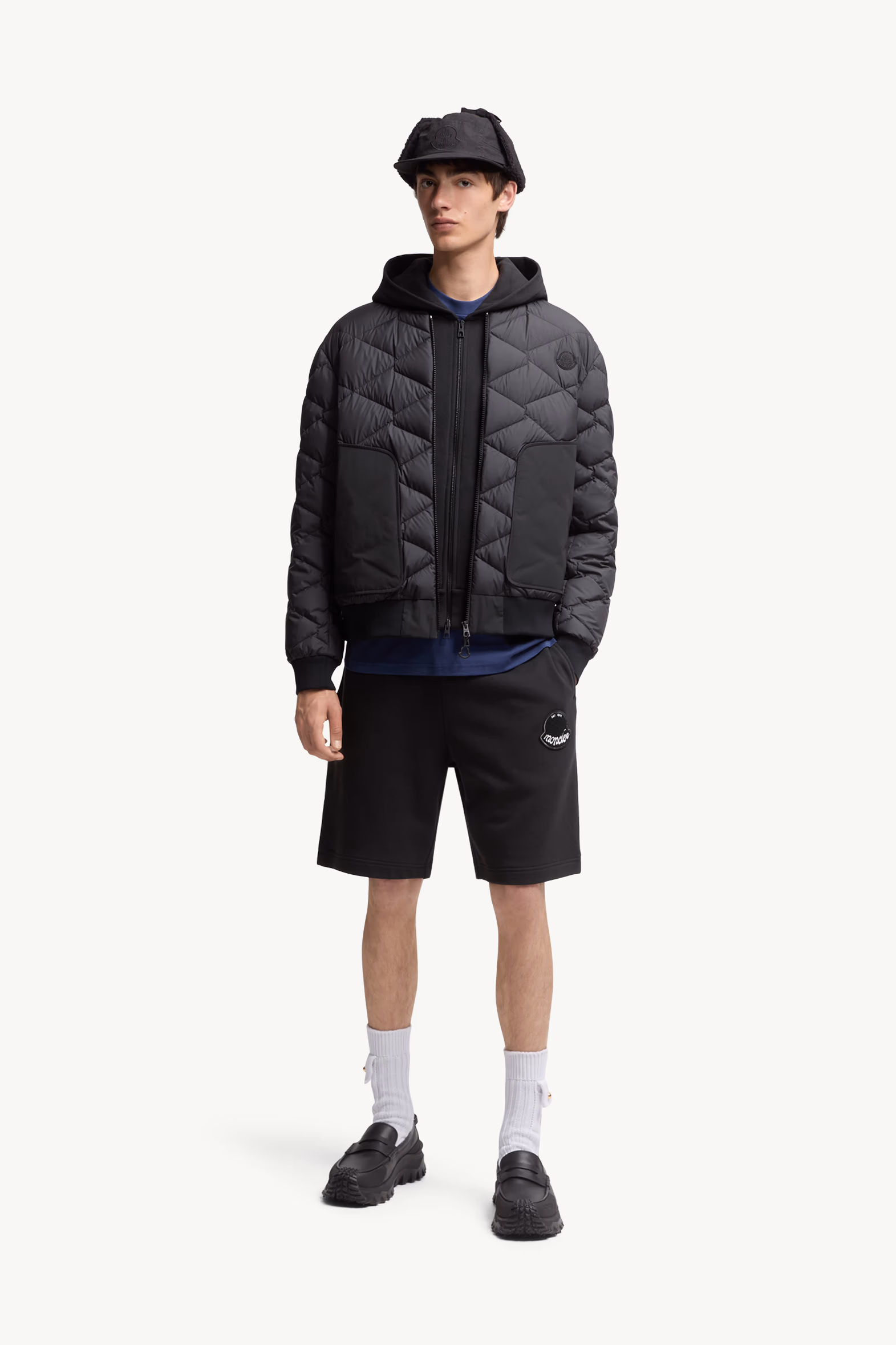 Logo Patch Cotton Shorts Men Black Moncler 0